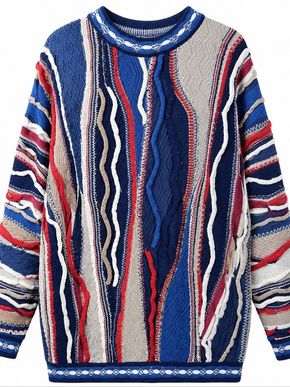 EMAROO | Vintage Australian 3D Knit Biggie Crewneck Cotton Texture Sweater | XXL